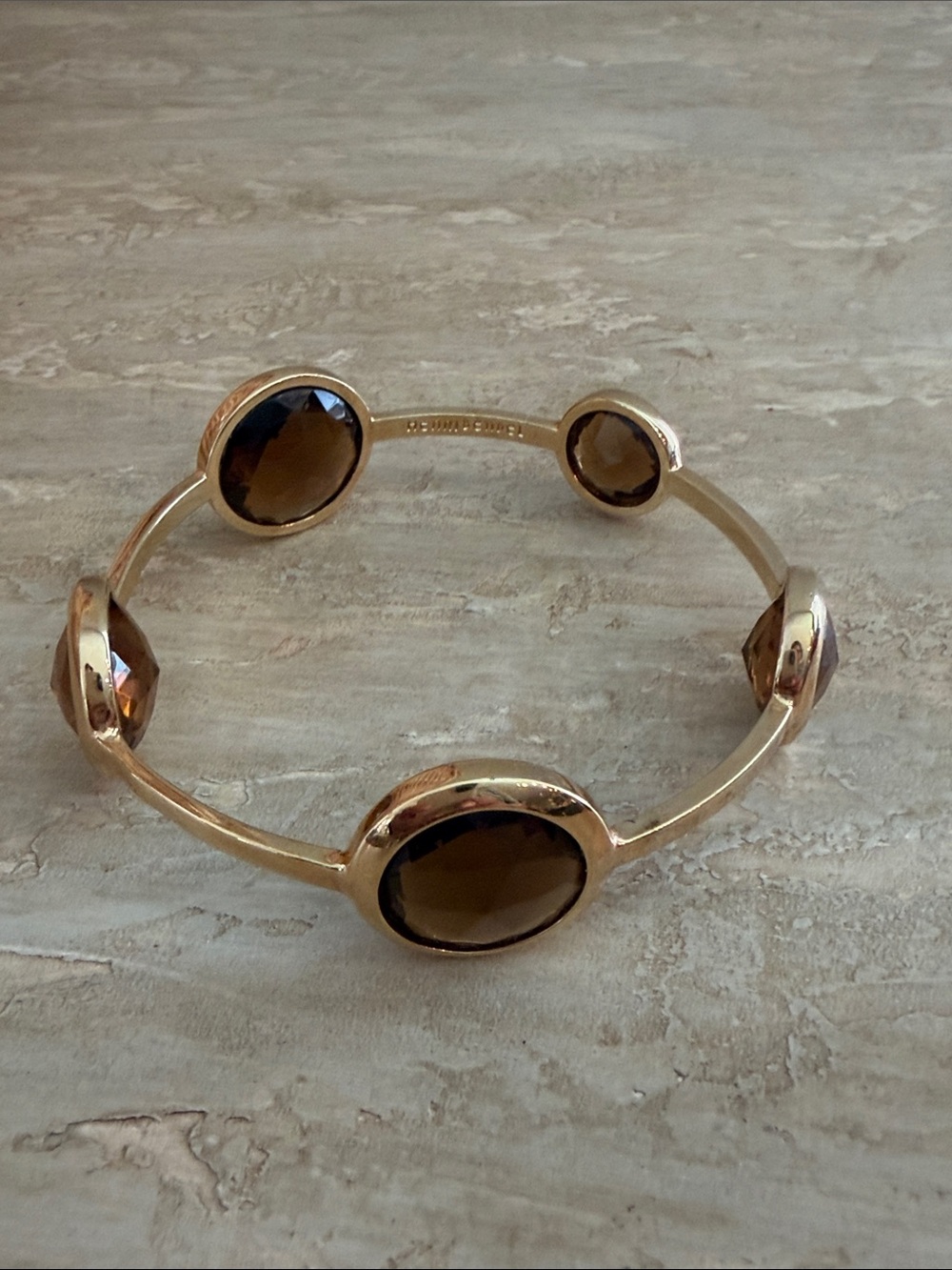 Henri Bendel Gold-Tone Smoky Crystal Bangle Bracelet